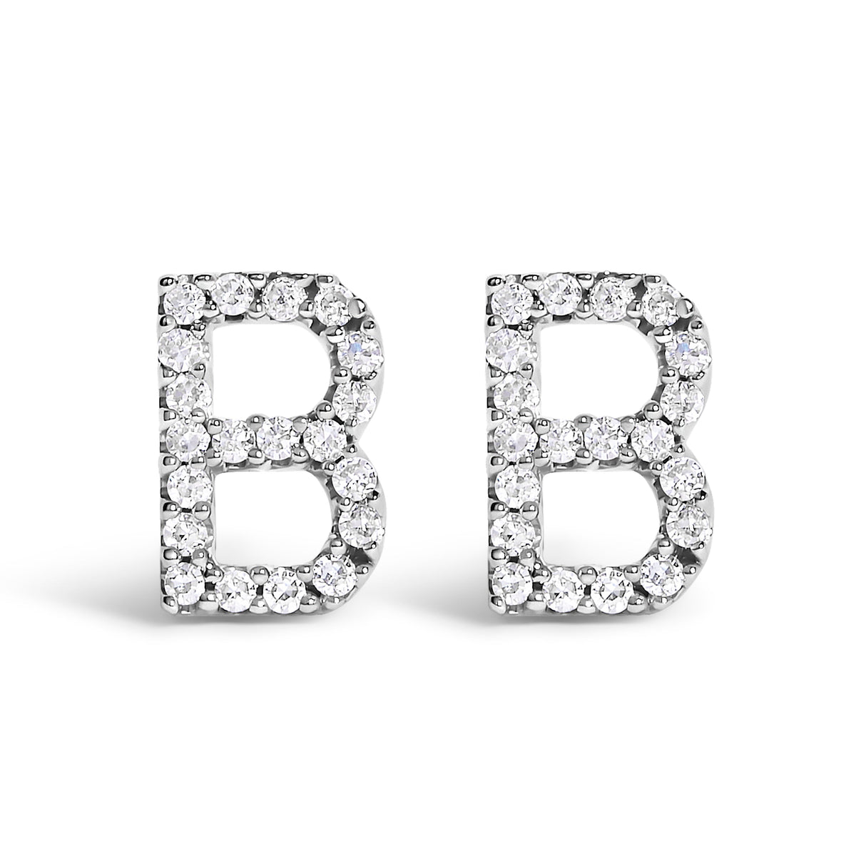 10K White Gold 1/10 Cttw Diamond Initial â€œAâ€ Stud Earring