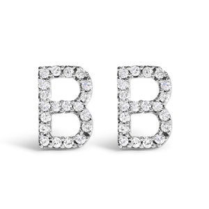 10K White Gold 1/10 Cttw Diamond Initial â€œAâ€ Stud Earring