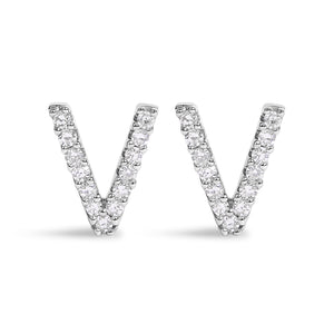 10K White Gold 1/10 Cttw Diamond Initial â€œAâ€ Stud Earring