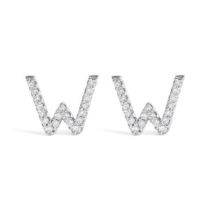10K White Gold 1/10 Cttw Diamond Initial â€œAâ€ Stud Earring