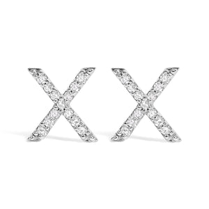 10K White Gold 1/10 Cttw Diamond Initial â€œAâ€ Stud Earring
