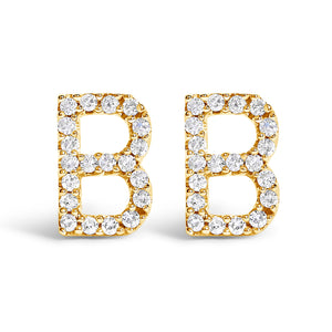 10K White Gold 1/10 Cttw Diamond Initial â€œAâ€ Stud Earring