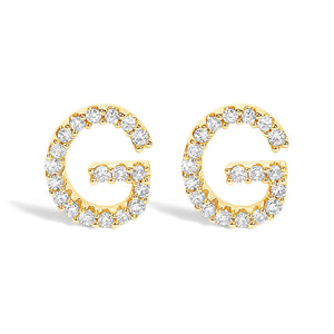 10K White Gold 1/10 Cttw Diamond Initial â€œAâ€ Stud Earring