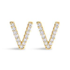 10K White Gold 1/10 Cttw Diamond Initial â€œAâ€ Stud Earring