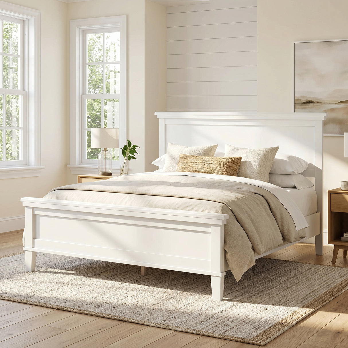 Mid-Century Modern Wood Platform Bed