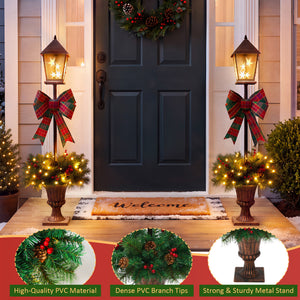 2 Pack Pre-Lit Christmas Lamp Post Decor