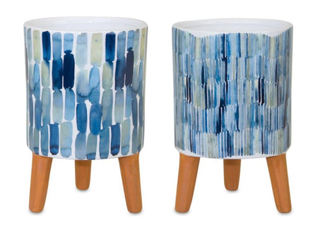 Watercolor-Planter-with-Terra-Cotta-Legs-(Set-of-2)-Pots-&-Planters