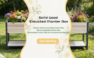Solid Wood & Iron Frame Raised Garden Bed