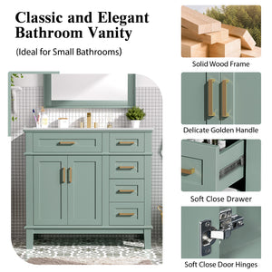 36" Light Green Bathroom Vanity