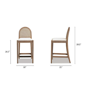Arlin Upholstered Stool with Curved Back and Footrest - Set of 2