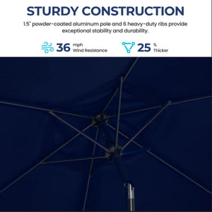 Umbrella With Crank Lift & Tilt, UV-Resistant Canopy For Patio