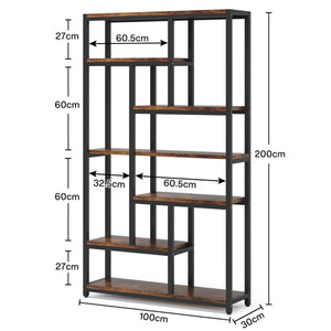Extra Tall 7 Tier Industrial Etagere Bookcase With 10 Shelves Organizer