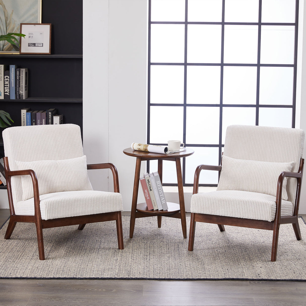 Accent Chair With Pillow And Wood Frame