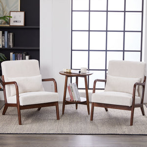 Accent Chair With Pillow And Wood Frame