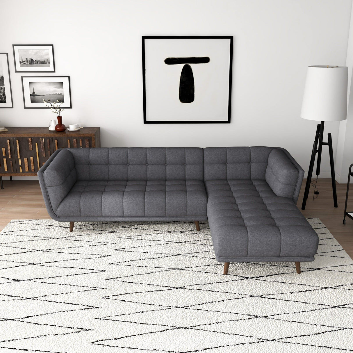 Addison - L Shape Sectional Sofa Tufted