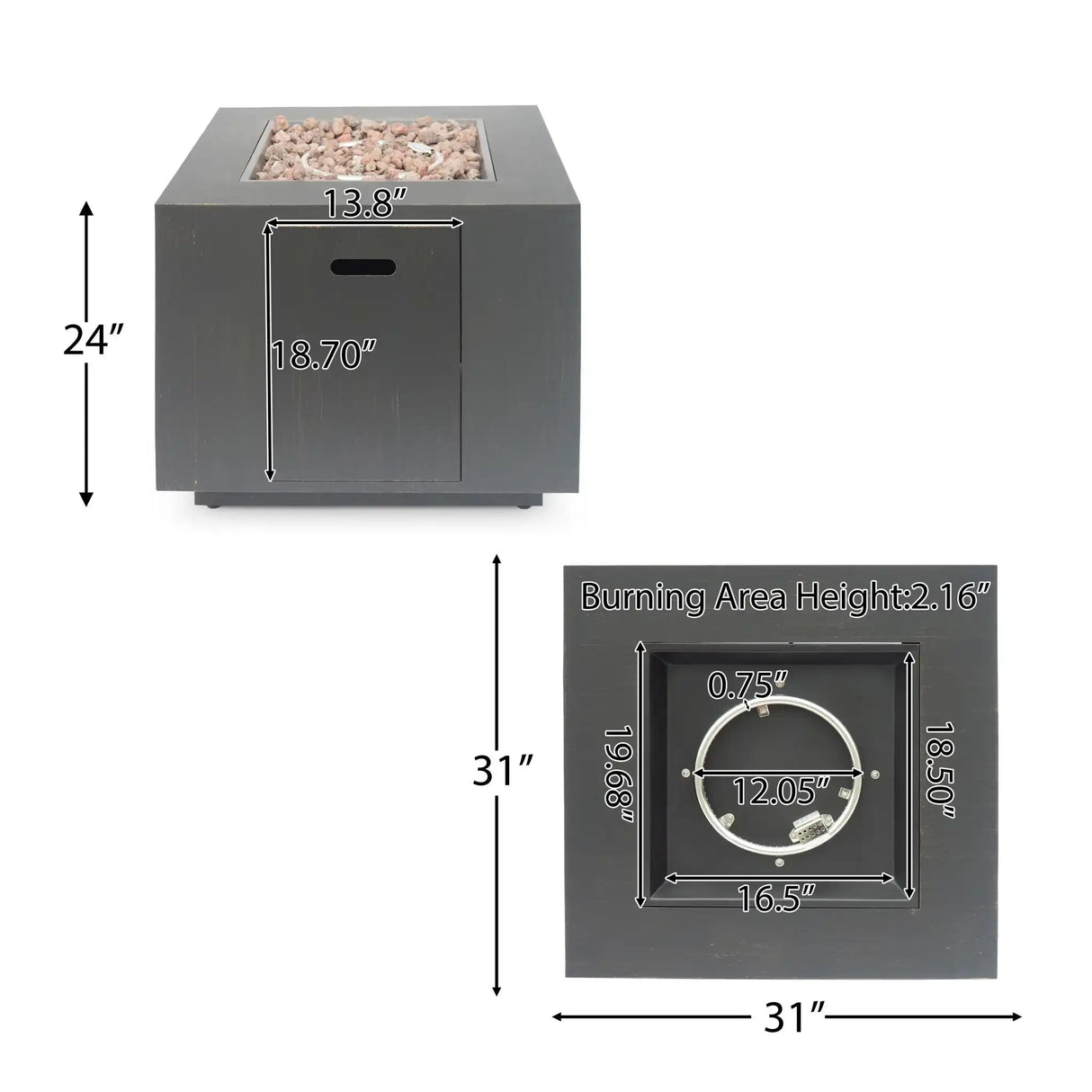 Outdoor Patio Gas Burning Fire Pit Table 50,000 Btu, Square - Best Buy Furniture