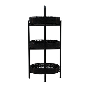 Modern 3 Tier Handwoven Side Table With Oval Organizer