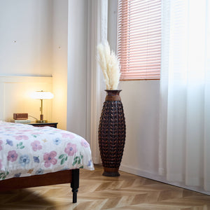 Hand Woven Bamboo Floor Vase, Decorative Accent For Living Room - Acacia Wood