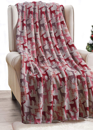 Decor&More Festive Holiday Microplush Throw Blanket (50" x 60") - Forest Friends