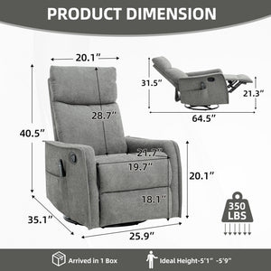 Heat Massage Manual Recliner Chair with Rocker and Swivel