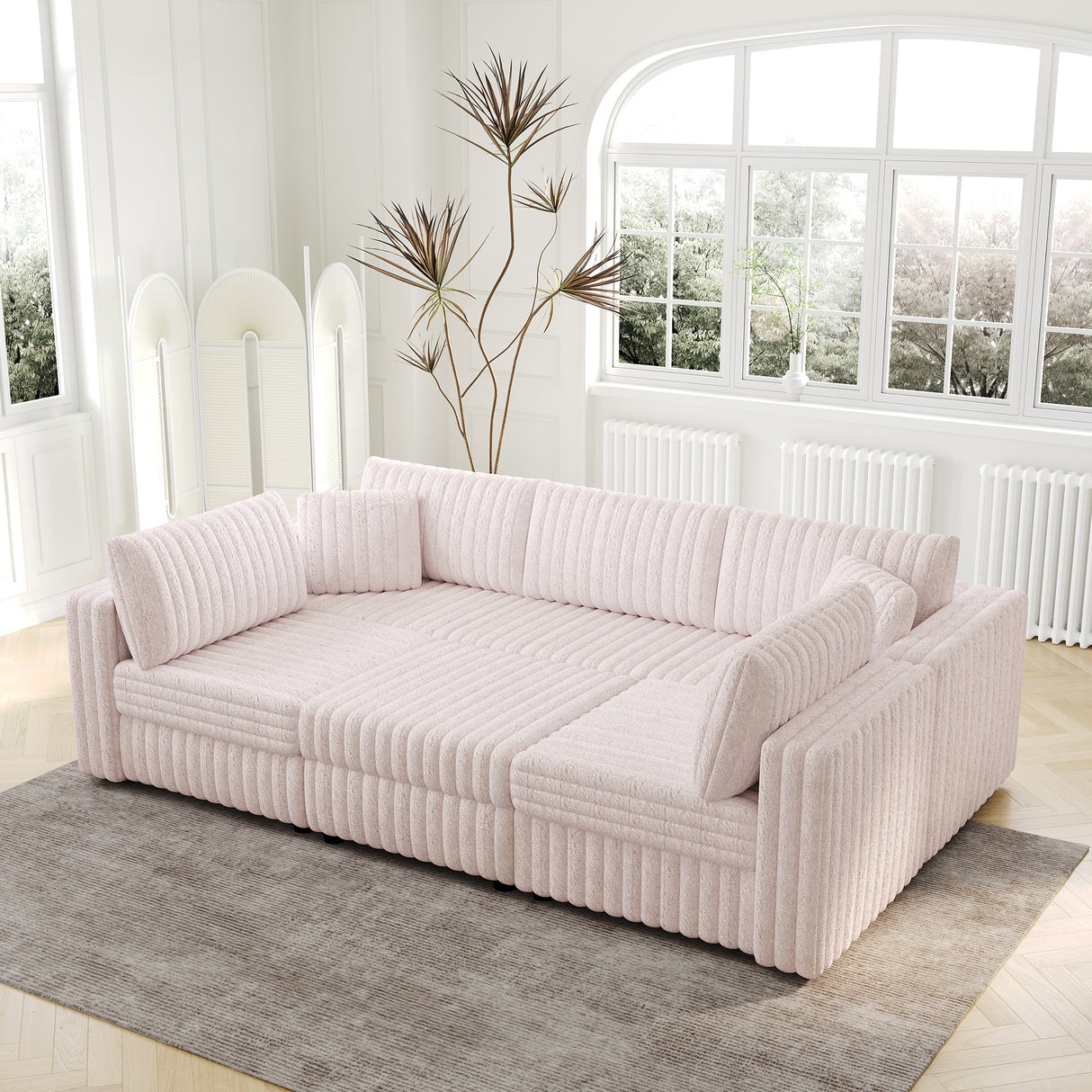106.3" Soft U-Shaped 6-Person Sofa with Matching Ottoman