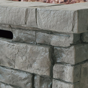 Outdoor Square Propane Fire Pit 40, 000 Btu - Gray