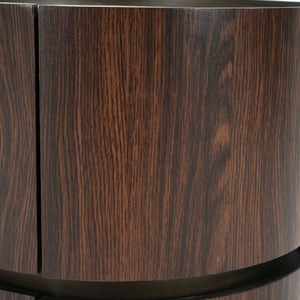 Elegant Italian High Grade Double Layer Storage Round Side Table - Brown / Black
