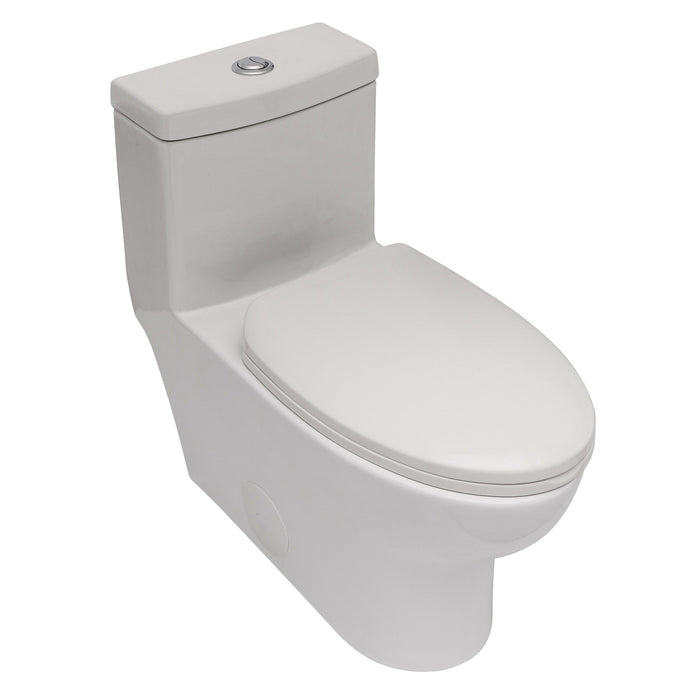 Modern Ceramic 1 Piece Toilet with Dual Flush and Soft Closing Seat - White