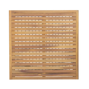 Outdoor Acacia Wood Coffee Table with Woven Rope Storage Shelf