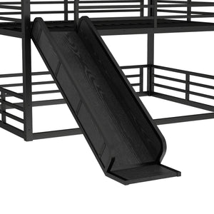 Full Over Full Over Full Bunk Bed with Slide