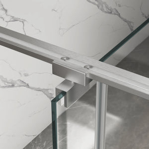50-54"W x 74"H Pivot Shower Door with 5/16" Tempered Glass - Brushed Nickel Finish