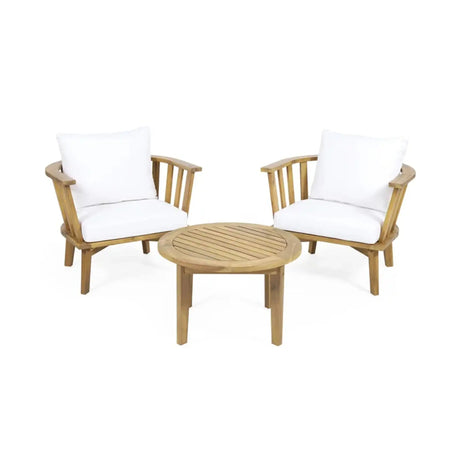 Patio Furniture Set, Outdoor Acacia Wood Patio Club Chair With Table - Best Buy Furniture
