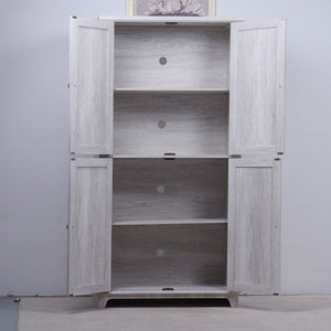 Modern Sideboard Buffet With 4 Mirrored Doors, Adjustable Shelves