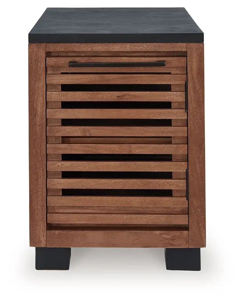 Kallari - Chair Side End Table - Warm Brown / Black - Best Buy Furniture