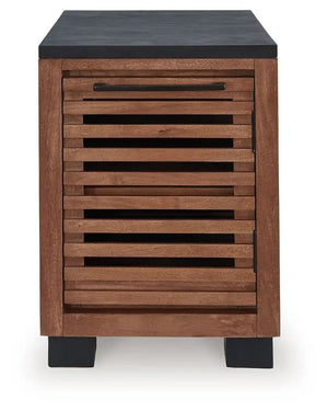 Kallari - Chair Side End Table - Warm Brown / Black - Best Buy Furniture