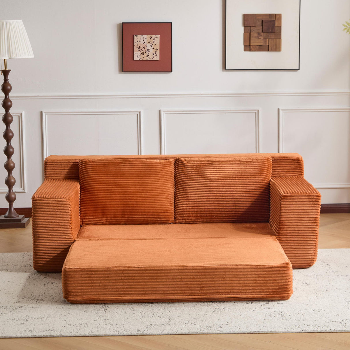 Comfortable Deep Seat Loveseat Sofa Bed, Reversible Cushion With Pillows