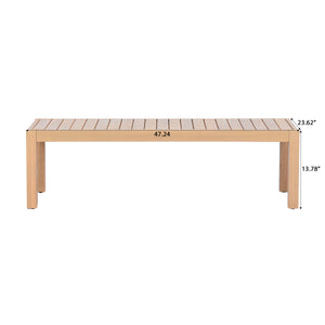 47.24" Outdoor Patio Acacia Solid Wood Coffee Table (Light Teak)