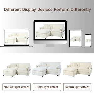 Modern Comfy Deep Seat Modular Sectional Sofa Cloud Couch With Ottoman