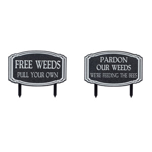 Metal-Garden-Weeds-Stake-Sign-(Set-of-2)-Garden-Decor