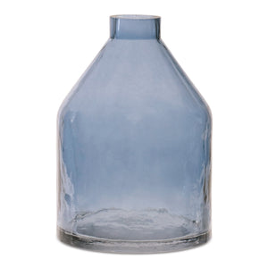 Blue glass bottle vase 6.5"h