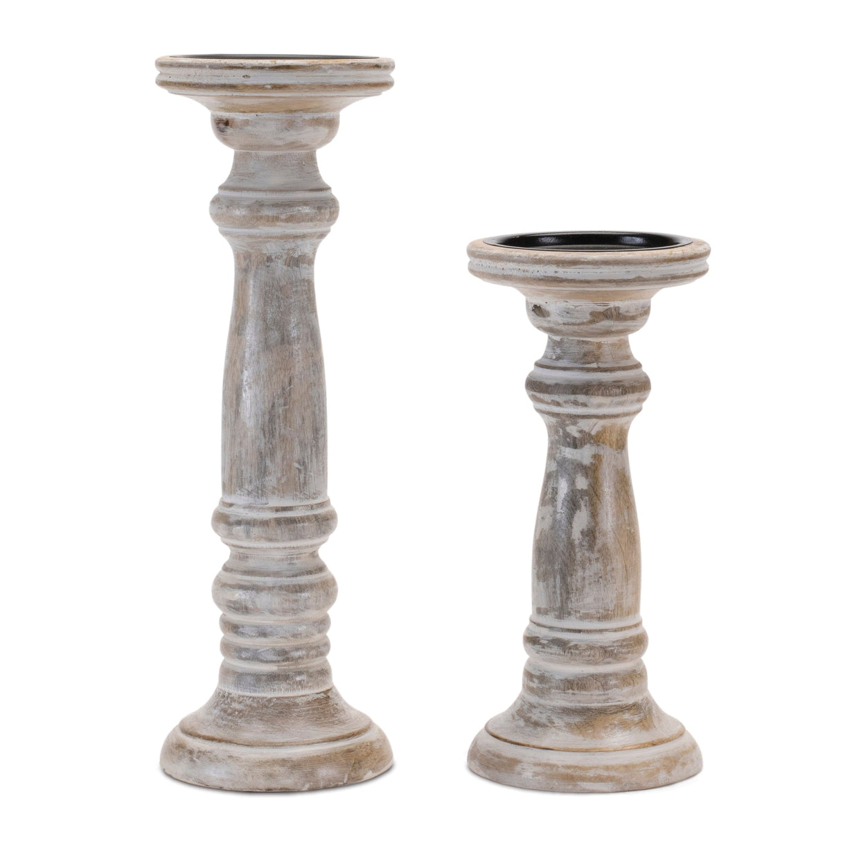 Washed-mango-wood-candle-holder-(set-of-2)-Candle-Holders