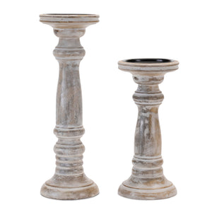 Washed-mango-wood-candle-holder-(set-of-2)-Candle-Holders