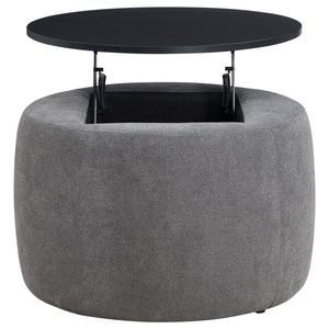 Reeves - Round Upholstered Lift Top Storage Ottoman - Gray