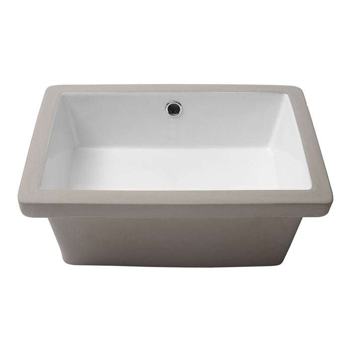 Modern Rectangular Undermount Bathroom Sink with Overflow - White