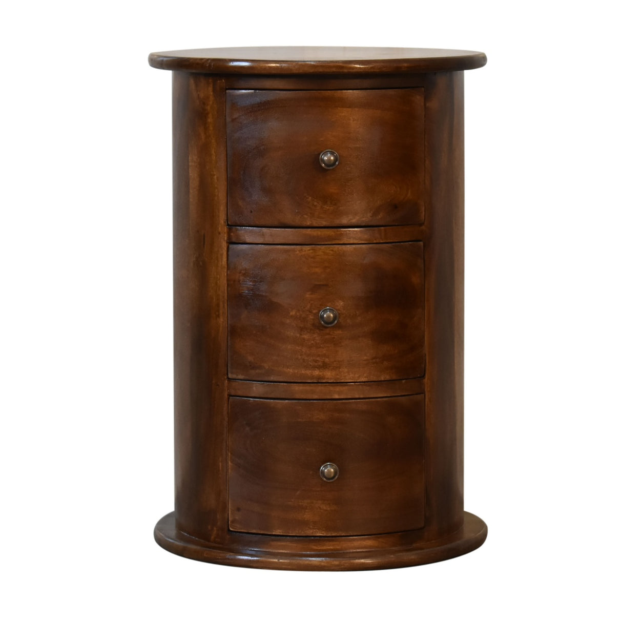 Solid Wood 3-Drawer Chestnut Drum
