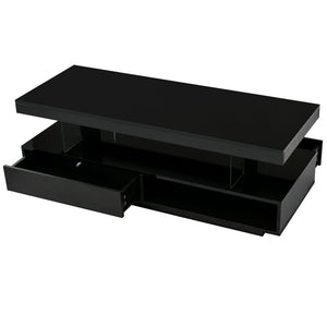LED Coffee Table With 2 Drawers And Display Shelves