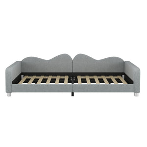 Upholstered Daybed, Sherpa Fabric Sofabed With Cloud-Shaped Backrest