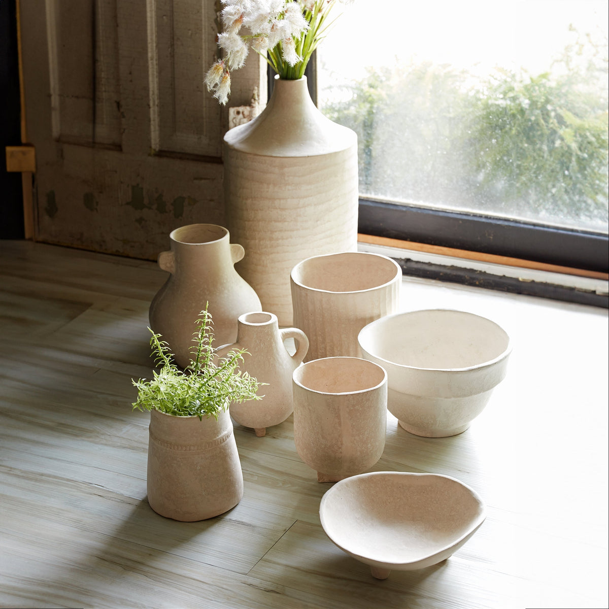 Recycled paper chalk vase 7"h