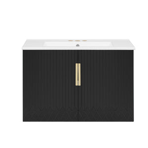 Bathroom Vanity With Sink, Rectangular Storage Cabinet With 2 Soft Closing Doors