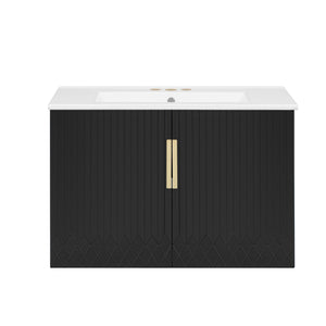 Bathroom Vanity With Sink, Rectangular Storage Cabinet With 2 Soft Closing Doors